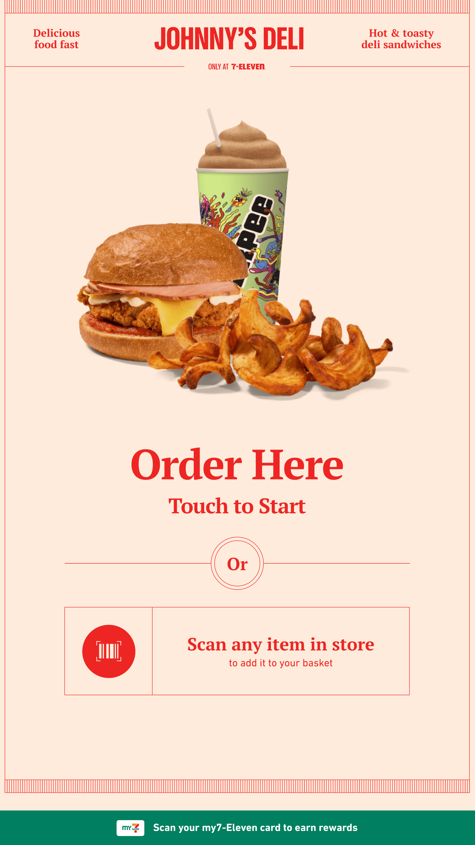 Johnny's Deli self-service kiosk ordering interface